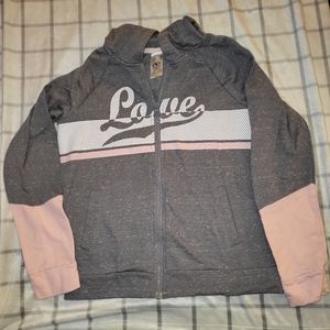 Girls Pink and Gray Zip Up Light Weight Jacket
